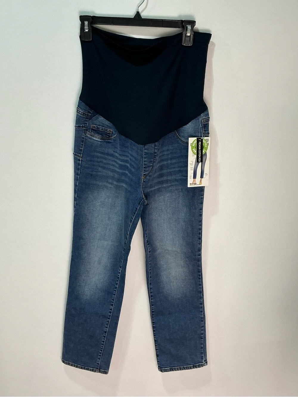 Maternity Navy Cotton Blend Straight Leg Jeans - Women's